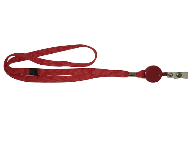 Red Tubular Lanyard with Reel
