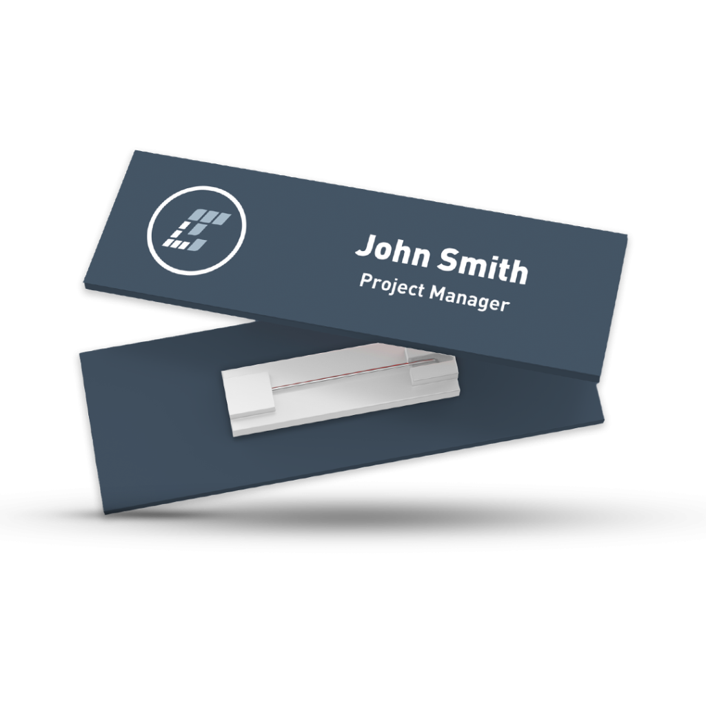 ARA Group custom PVC staff name badges with bar pin backing by ID Supplies